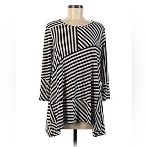 CHICO'S Black & White Asymmetrical Stripe Women's Tunic, Top, Sz.1